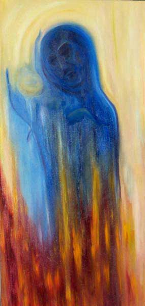 Mutter mit Kind | 50 x 100 | Öl auf Leinwand | {field1}